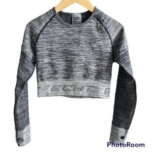 Echt Pure Series Athletic Crop Top Long Sleeve‎ Gray Thumb Holes Size Medium